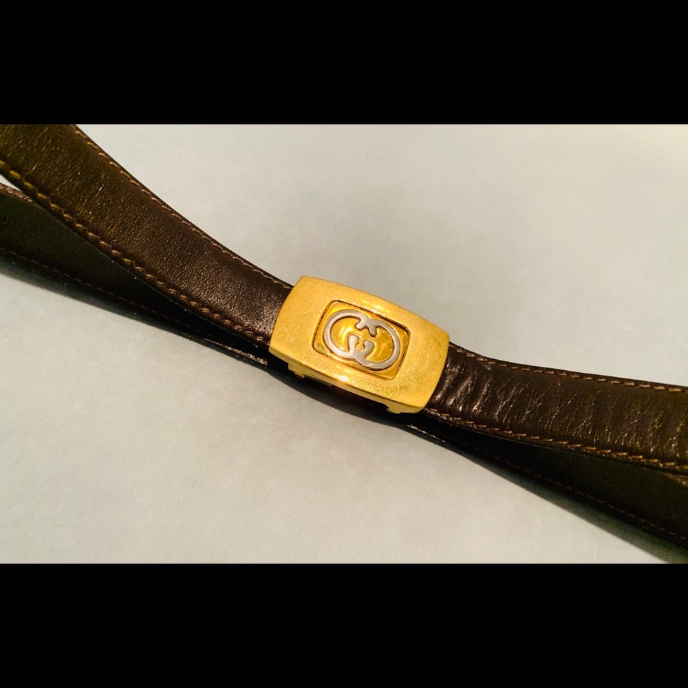 GUCCI SKINNY BELT/ Dark Brown Leather